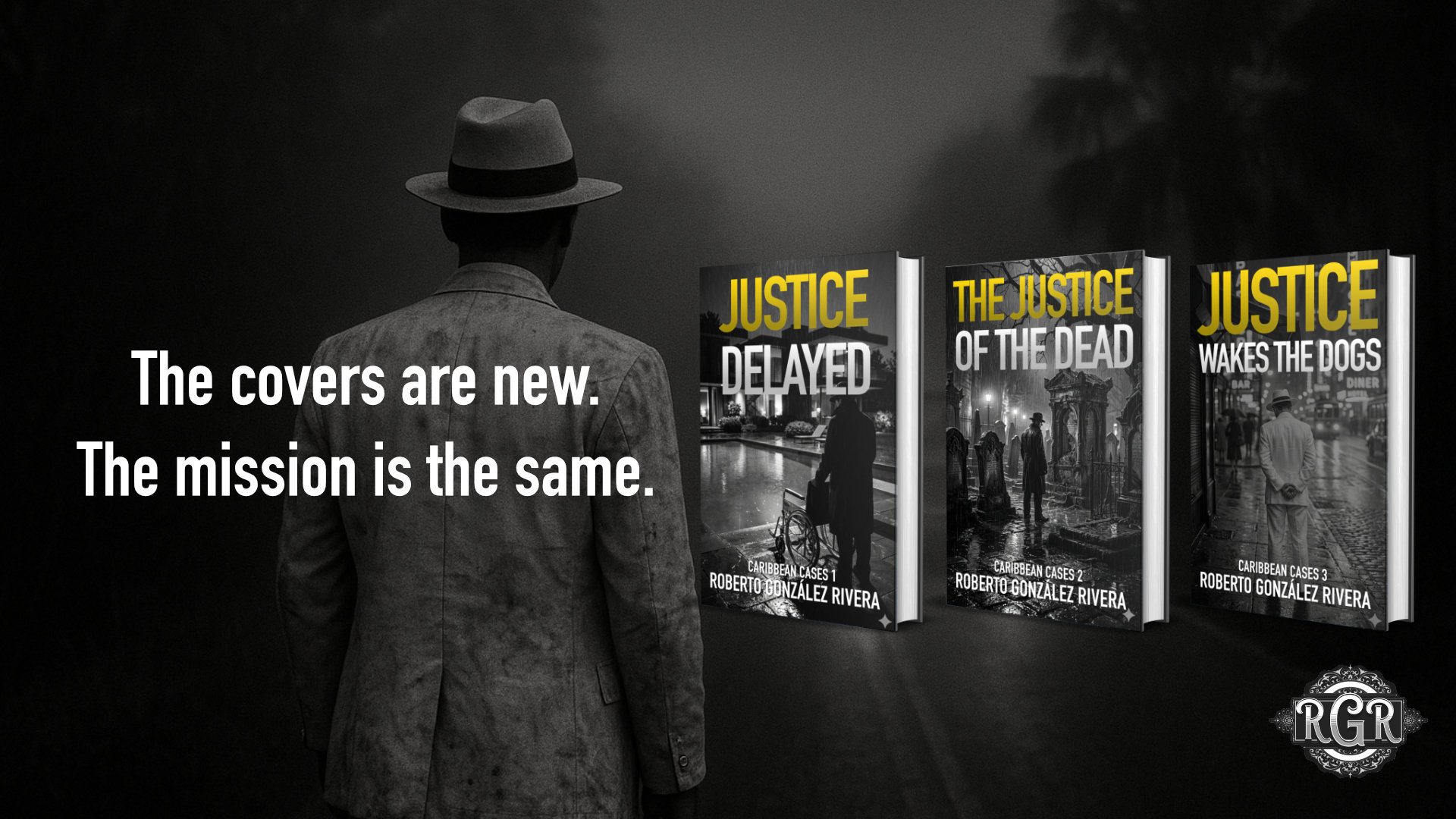 New black and white covers for the Caribbean Cases series by Roberto Gonzalez Rivera